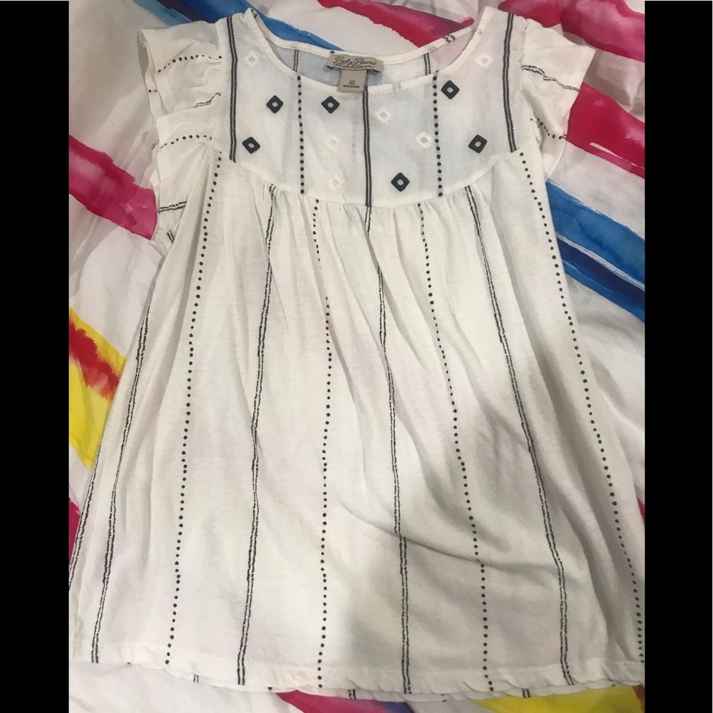 Lucky Brand shirt w diamond embroidery black/white